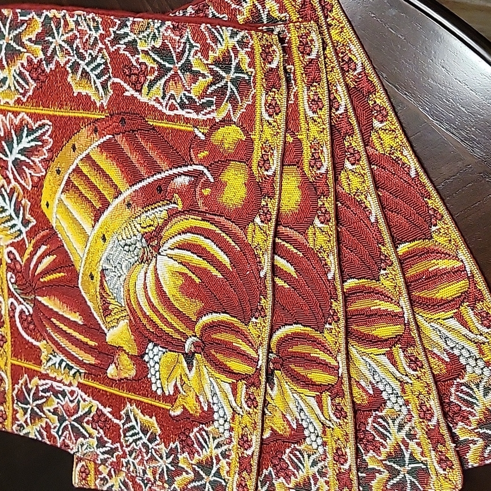 Fall Harvest table Set of 4 Tapestry Placemats